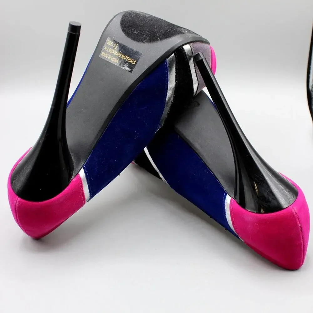 Shi by Journeys Platform Peep Toe Velvet 5 Inch Heels Size 5.5 NWOT